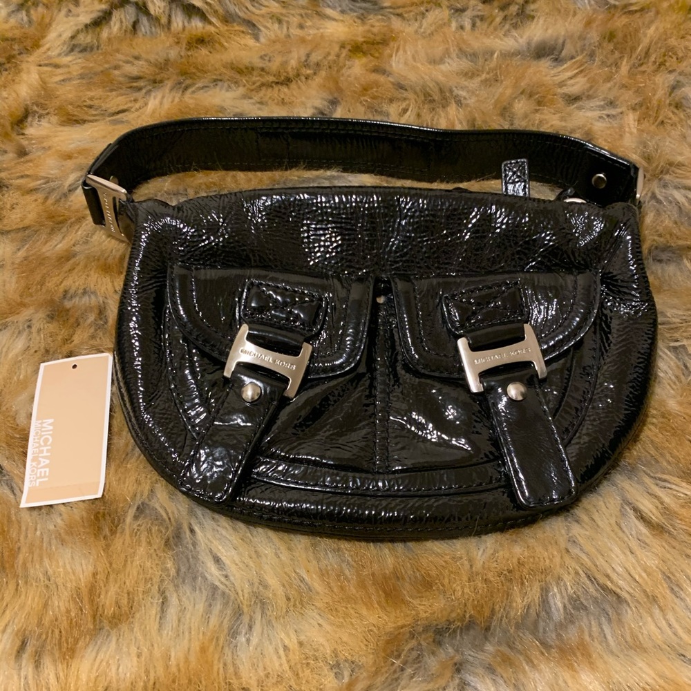 Glossy Black Michael Kors Hobo Bag